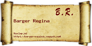 Barger Regina névjegykártya